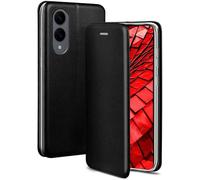 ONEFLOW Business Case for Samsung Galaxy S25 Edge Mobile Phone Case Foldable with Stand Function, Flip Case Cover Thin, PU Leather Case with Card Slot, 360 Degree Protective Case, Black