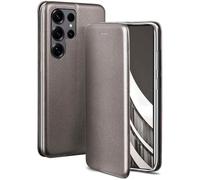 ONEFLOW Business Case for Samsung Galaxy S25 Ultra, Foldable Mobile Phone Case with Stand Function, Flip Case Cover, Thin, PU Leather Case with Card Slot, 360 Degree Protective Case, Taupe