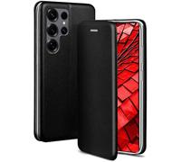 ONEFLOW Business Case for Samsung Galaxy S25 Ultra, Foldable Mobile Phone Case with Stand Function, Flip Case Cover, Thin, PU Leather Case with Card Slot, 360 Degree Protective Case, Black