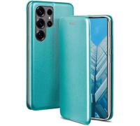 ONEFLOW Business Case for Samsung Galaxy S25 Ultra, Foldable Mobile Phone Case with Stand Function, Flip Case Cover, Thin, PU Leather Case with Card Slot, 360 Degree Protective Case, Mint Blue