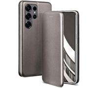 ONEFLOW Business Case for Samsung Galaxy S25 Ultra, Foldable Mobile Phone Case with Stand Function, Flip Case Cover, Thin, PU Leather Case with Card Slot, 360 Degree Protective Case, Taupe