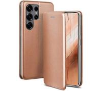 ONEFLOW Business Case for Samsung Galaxy S25 Ultra, Foldable Mobile Phone Case with Stand Function, Flip Case Cover, Thin, PU Leather Case with Card Slot, 360 Degree Protective Case, Rose Gold