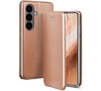 ONEFLOW Business Case for Samsung Galaxy S26 Mobile Phone Case Foldable with Stand Function, Flip Case Cover Thin, PU Leather Case with Card Slot, 360 Degree Protective Case, Rose Gold