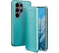 ONEFLOW Business Case for Samsung Galaxy S26 Ultra, Foldable Mobile Phone Case with Stand Function, Flip Case Cover, Thin, PU Leather Case with Card Slot, 360 Degree Protective Case, Mint Blue