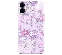 ONEFLOW Flower Cover for iPhone 12 Case in Floral Look, Flower Designer Case Mobile Phone Protective Case with Camera Protection, Hard Case, Thin Mobile Phone Case, Floral Pattern, Lilac