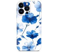 ONEFLOW Flower Cover for iPhone 14 Pro Max Case in Floral Look, Floral Designer Case Mobile Phone Protective Case with Camera Protection, Hard Case, Thin Mobile Phone Case, Floral Pattern, Blue White