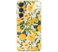 ONEFLOW Flower Cover for Samsung Galaxy A55 5G Case in Floral Look, Flower Designer Case Mobile Phone Protective Case with Camera Protection, Hard Case, Thin Mobile Phone Case, Floral Pattern, Yellow