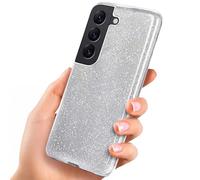 ONEFLOW Glitter Case Compatible with Samsung Galaxy S22 Case Glitter Shockproof Silicone Protective Case Thin Mobile Phone Case Diamond Rhinestone Glitter Case with Bling Sparkle - Silver