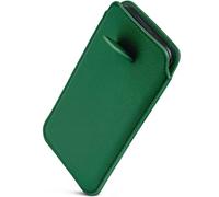 ONEFLOW Liberty Case for iPhone 15 Mobile Phone Slip-in Case with Pull-Out Function, PU Leather Mobile Phone Case, Protective Case with Tab, Sleeve Case for Inserting, Green