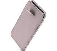 ONEFLOW Liberty Case for iPhone 16e Mobile Phone Slip-in Case with Pull-Out Function, PU Leather Mobile Phone Case, Protective Case with Tab, Sleeve Case for Inserting, Light Grey