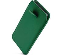 ONEFLOW Liberty Case for Motorola Moto G8 Mobile Phone Slip-in Case with Pull-Out Function, PU Leather Mobile Phone Case, Protective Cover with Flap Sleeve Case for Insertion, Green