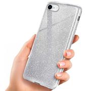 OneFlow Luxury Glitter Phone Case compatible with iPhone SE (2020) | Anti-Abrasion Layer, Silver