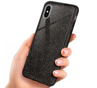 OneFlow Luxury Glitter Phone Case compatible with iPhone X/iPhone XS | Anti-Abrasion Layer, Black