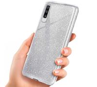 OneFlow Luxury Glitter Phone Case compatible with Samsung Galaxy A70 | Anti-Abrasion Layer, Silver