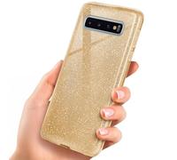 OneFlow Luxury Glitter Phone Case compatible with Samsung Galaxy S10+ | Anti-Abrasion Layer, Gold