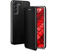 ONEFLOW Mobile Phone Case Compatible with Samsung Galaxy S22 Plus, Foldable, Mobile Phone Case with Card Slot, Flip Case Call Function, Leather Look Flip Case with Silicone Bumper, Black