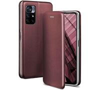ONEFLOW Mobile Phone Case, Mobile Phone Cover, Mobile Cover Compatible with Xiaomi Poco M4 Pro 5G, Foldable with Card Slot, Flip Case Call Function, Leather Look with Silicone Bumper, Wine Red