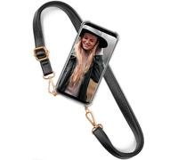 OneFlow® mobile phone chain compatible with iPhone XR | cover to wear with synthetic leather strap - cellphone case + lanyard, Black
