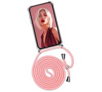 OneFlow Mobile Phone Chain Twist Case, Compatible with Samsung Galaxy A12, Case with Strap Detachable Smartphone Necklace, Silicone Phone Case for Hanging Chain, Removable, Pink