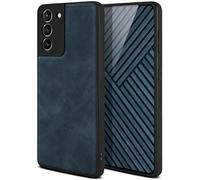 ONEFLOW Pali Case Compatible with Samsung Galaxy S21 Case with Camera Protection, Vegan Leather Case, Premium Back Cover, Mobile Phone Case, Flexible Protective Case, Ultra Thin - Midnight Blue