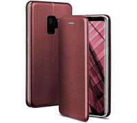 OneFlow Phone Case, Compatible with Samsung Galaxy S9, Foldable, Mobile Phone Case with Card Slot, Flip Case Call Function, Leather Look Flip Case with Silicone Bumper, Burgund - Red