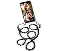 OneFlow Premium mobile phone chain compatible with iPhone 11 | Mobile phone case with lanyard to wear Silicone case + metal chain Necklace Interchangeable, Silber Schwarz