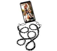 OneFlow Premium mobile phone chain compatible with iPhone 12/12 Pro | Mobile phone case with lanyard to wear Silicone case + metal chain Necklace Interchangeable, Silber Schwarz