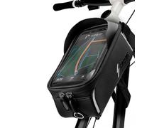 ONEFLOW® Premium Mobile Phone Holder Bicycle Frame Bag Waterproof for Huawei P Series | Mobile Phone Holder Bicycle Bag Frame Holder with Smartphone Touchscreen Viewing Window, Black
