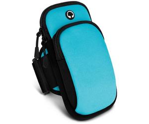 ONEFLOW Premium Sports Armband Mobile Phone Armband for Jogging Compatible with Samsung Galaxy Z Fold 6 | Running Bag Smartphone Arm Bag Soft 2 Compartments - Sports Mobile Phone Holder Arm, Blue