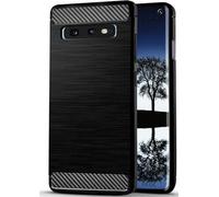 ONEFLOW Protective Case in Stainless Steel Design compatible with Samsung Galaxy S10e | Exclusive Aluminium Look Pattern Phone Case Shockproof Silicone Case - Black