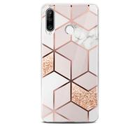 ONEFLOW Sense Case, Compatible with Huawei P30 Lite/P30 Lite New Pro Max, Marble Effect Case, Camera and Screen Protector, Glitter Silicone Phone Case, Devotion