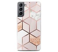 ONEFLOW Sense Case, Compatible with Samsung Galaxy S21 Pro Max, Marble Effect Case, Camera and Screen Protector, Glitter Silicone Phone Case, Devotion