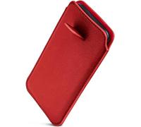 ONEFLOW Slim Slip-in Case with Pull-Out Function, Compatible with Apple iPhone 15, Premium Microfibre Inner Lining + Robust Pull Tab, Dark Red
