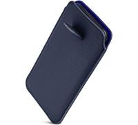 OneFlow Slim slip-on sleeve with retraction function compatible with iPhone 12 mini | Premium Microfibre inner lining + robust pull tab, Dark blue