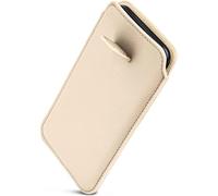 OneFlow Slim slip-on sleeve with retraction function compatible with iPhone XS Max | Premium Microfibre inner lining + robust pull tab, Cream