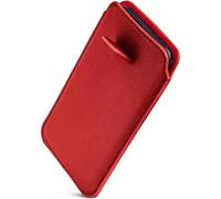 OneFlow Slim slip-on sleeve with retraction function compatible with Samsung Galaxy A20e | Premium Microfibre inner lining + robust pull tab, Dark Red