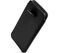 OneFlow Slim slip-on sleeve with retraction function compatible with Samsung Galaxy A6 (2018) | Premium Microfibre inner lining + robust pull tab, Black