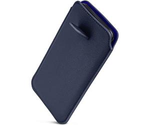 OneFlow Slim slip-on sleeve with retraction function compatible with Samsung Galaxy S10e | Premium Microfibre inner lining + robust pull tab, Dark blue