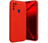 ONEFLOW SlimShield Pro for Samsung Galaxy M31 Case, Ultra Thin Raised Edge, TPU Back Cover, Minimalist Mobile Phone Case, Flexible, Protective Case with Camera and Screen Protector, Red