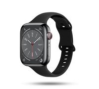ONEFLOW Soft Band Slim Compatible with Apple Watch SE 3 (44 mm) Bracelet Sport Jogging Sports Strap Women's Slim iWatch Bracelets Silicone Soft Replacement Strap Thin Silicone Strap Black
