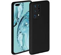 OneFlow Soft Case, Compatible with Huawei P40 Pro Plus, Silicone Case, Raised Edge for Screen Protection, Dual Layer, Soft Phone Case, Matte Black
