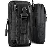 ONEFLOW Survival Case Compatible with Fairphone 5 - Mobile Phone Belt Bag Made of Nylon with Carabiner, Tactical EDC Bag with Belt Holder, Outdoor Mobile Phone Case - Black