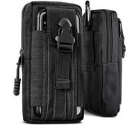 ONEFLOW Survival Case for Huawei Pura 80 Ultra Mobile Phone Belt Bag Made of Nylon with Carabiner, Tactical EDC Case with Belt Holder, Mobile Phone Case Outdoor Mobile Phone Case, Black