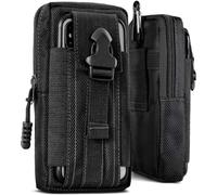 ONEFLOW Survival Case for Leitzphone Powered by Xiaomi Mobile Phone Belt Bag Made of Nylon with Carabiner, Tactical EDC Bag with Belt Holder, Case Mobile Phone Case Outdoor Mobile Phone Case, Black