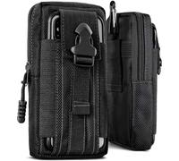 ONEFLOW Survival Case Compatible with Samsung Galaxy A70 - Nylon Mobile Phone Belt Bag with Carabiner, Tactical EDC Bag with Belt Holder, Outdoor Mobile Phone Case - Black