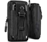 ONEFLOW Survival Case for Samsung Galaxy S25, Mobile Phone Belt Bag Made of Nylon with Carabiner, Tactical EDC Case with Belt Holder, Mobile Phone Case, Outdoor Mobile Phone Case, Black