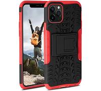 OneFlow Tank Case, Compatible with Apple iPhone 11 Pro, Outdoor Case, Shockproof, Phone Case with Kickstand, Camera and Screen Protector, Mobile Phone Hard Case, Vulcano - Red
