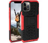 ONEFLOW Tank Case, Compatible with Apple iPhone 12 Pro Max, Outdoor Case, Shockproof, Phone Case with Kickstand, Camera and Screen Protector, Mobile Phone Hard Case, Vulcano - Red