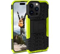 ONEFLOW Tank Case Compatible with Apple iPhone 15 Pro Max - Outdoor Shockproof Mobile Phone Case with Stand, Camera and Screen Protection, Mobile Phone Hard Case Armoured Case, Lime - Green