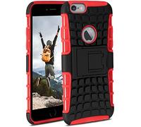 OneFlow Tank Case, Compatible with iPhone 6s / iPhone 6, Outdoor Case, Shockproof, Phone Case with Kickstand, Camera and Screen Protector, Mobile Phone Hard Case, Vulcano - Red